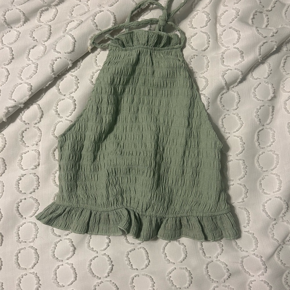 H&M Green Textured Tank Top